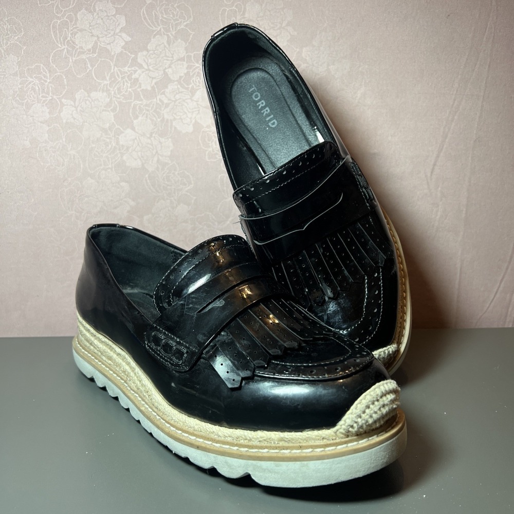 Torrid Espadrille Oxford Penny Loafer Academia Preppy Wide Slip On Shoes 10WW